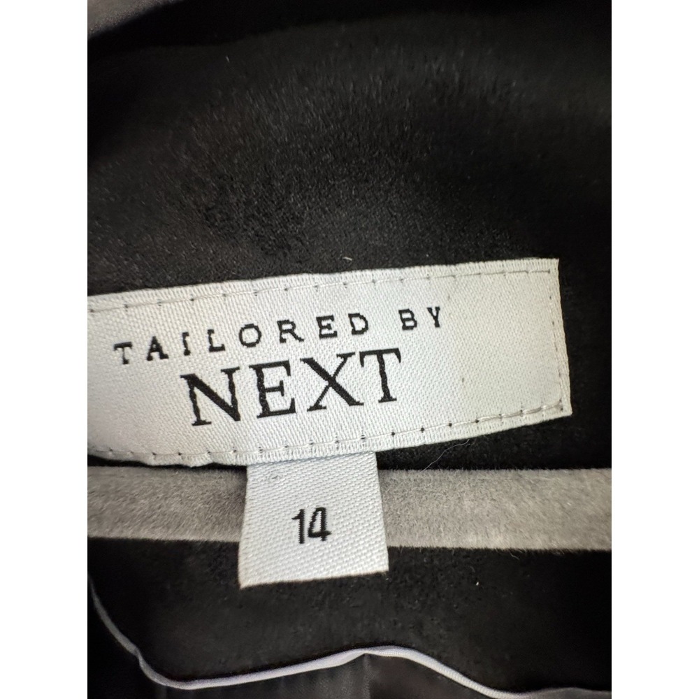 NEXT Tailored Black Cropped Jacket Sz 14 Paisley Embroidered Hook Front Lined - Picture 3 of 10